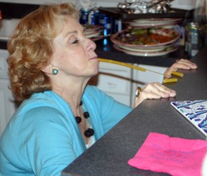 Bonny threading ragotini with a spaghetti noodle!