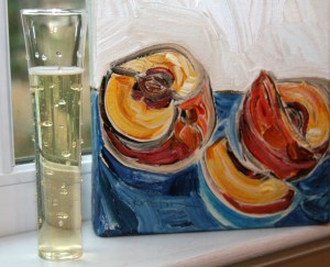 Champs and art in window-