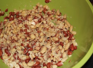 I used a collards chopper because I didn't want the bean totally mashed.